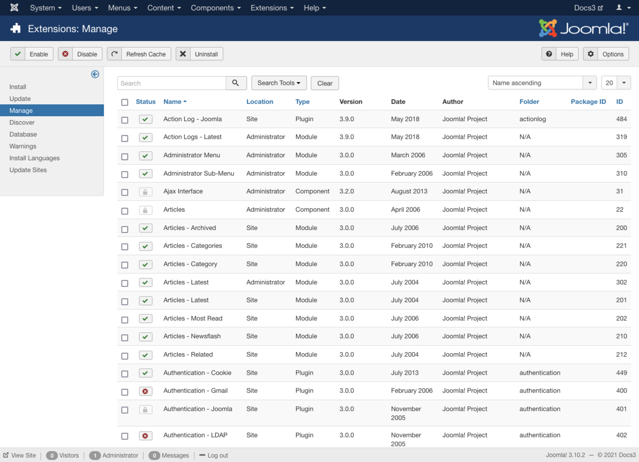 Joomla Extension Manager